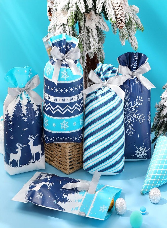 Blosssound 40 Pieces Winter Gift Bags Snowflake Drawstring Favor Bags Winter Plastic Treat Bags Snowflake Treat Candy Bags for Winter Xmas Birthday Party Favors Decor - Image 4